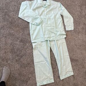 Mens Light Green Striped Cotton Pajamas